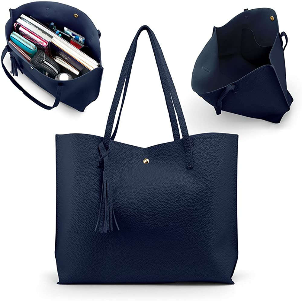 Oct17 Women Large Tote Bag - Tassels Faux Leather Shoulder Handbags, Fashion Ladies Purses Satchel Messenger Bags