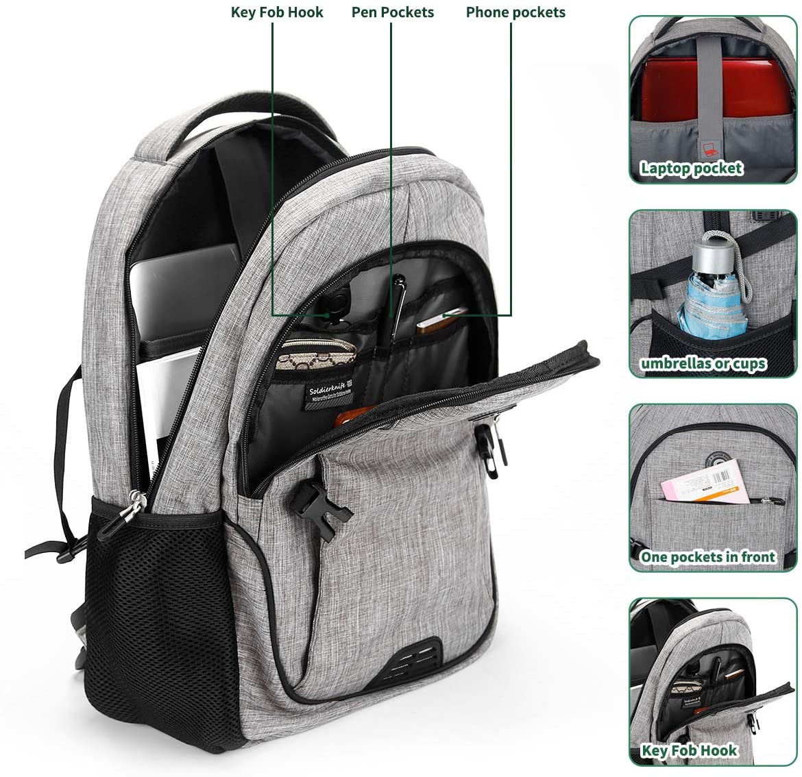SHRRADOO Durable Anti Theft Laptop Backpack Travel Backpacks Bookbag
