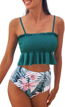 
                        
                          Muat gambar ke penampil Galeri, CUPSHE Women's High Waist Bikini Swimsuit Ruffle Smock Floral Print Two Piece Bathing Suit
                        
                      