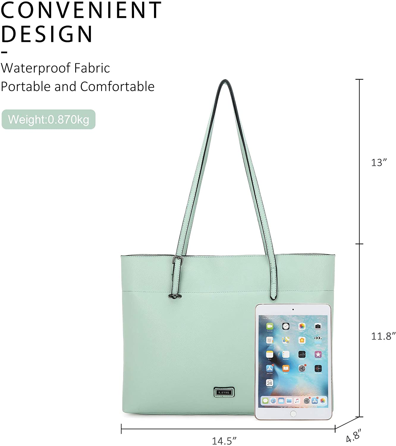 K.EYRE Women's Soft Faux Leather Tote Bag Purse Handbags Wallet Tote Shoulder Bag Purse Large Capacity