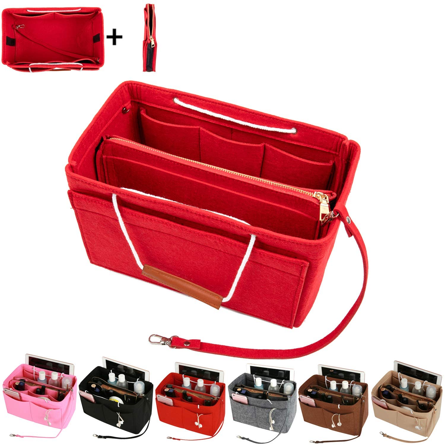 Purse Bag Organizer Insert with Lots of Different Size Spaces Divider Shaper for Speedy Shoulder Hobo Bag Keep Stuff Organized