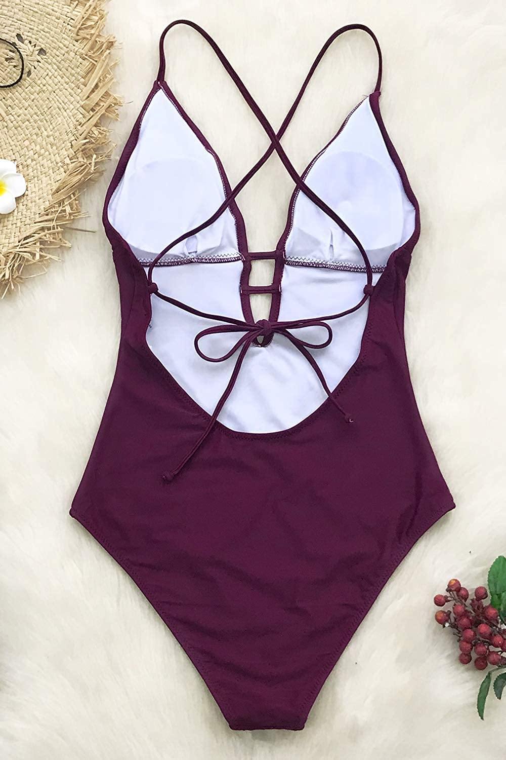 CUPSHE Women's One Piece Swimsuit Tummy Control V Neck Two Piece Bathing Suits - JOY2ESpree