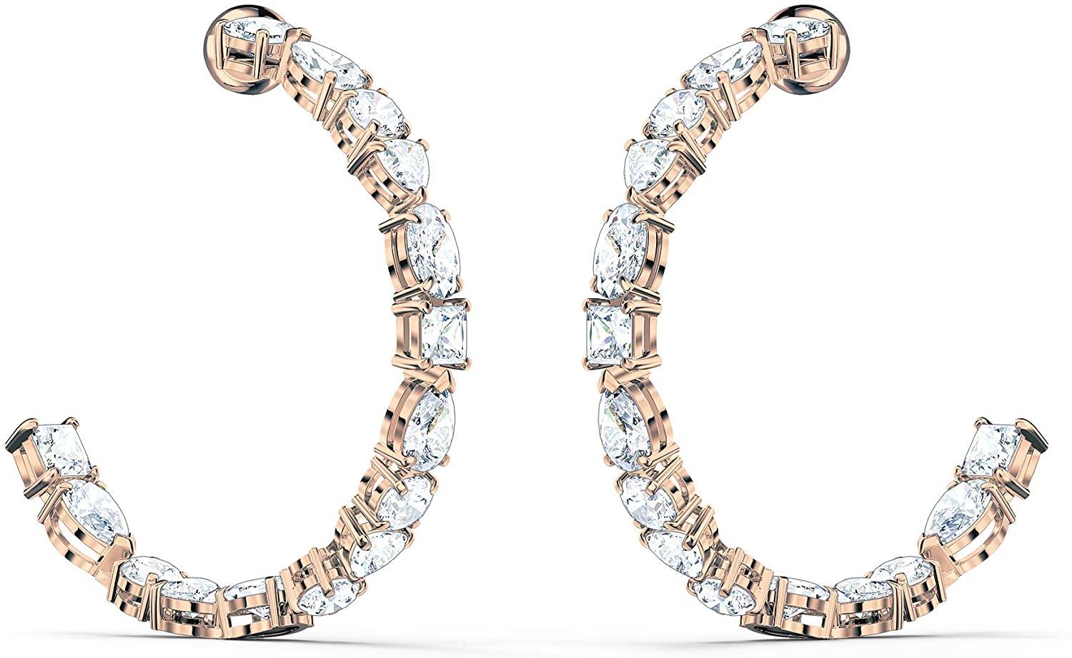 SWAROVSKI Women's Tennis Deluxe Jewelry Collection, Rhodium Finish, Rose Gold Tone Finish, Clear Crystals - JOY2ESpree
