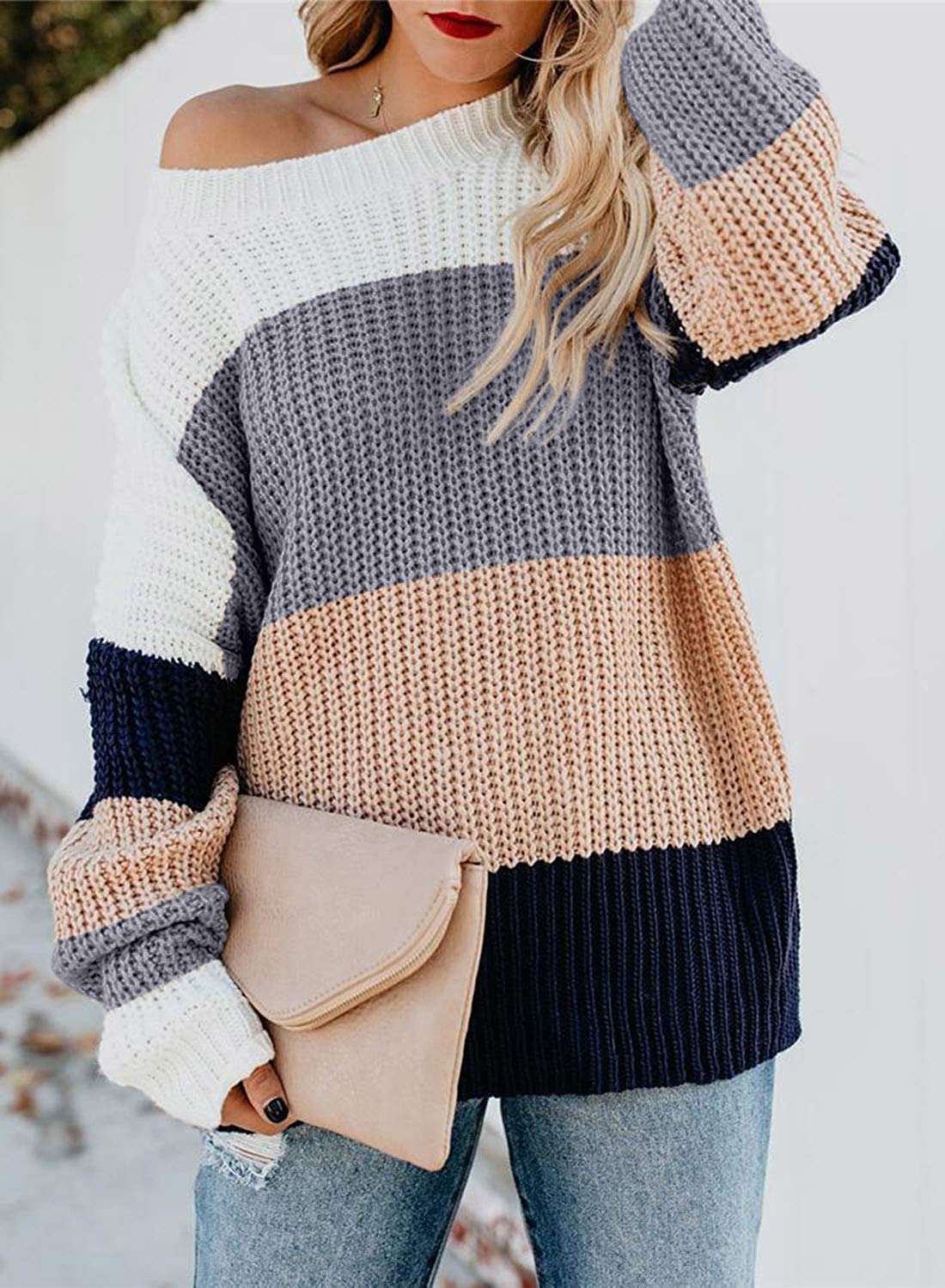 Dokotoo Womens Cute Soft Crewneck Long Sleeve Hollow Cable Knit Pullover Sweaters