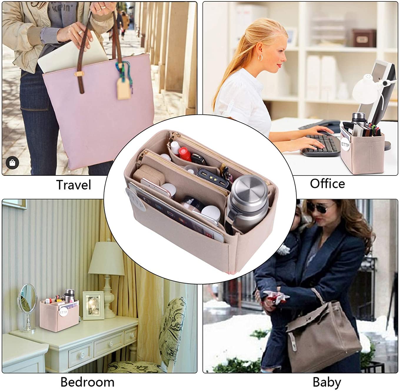 Purse Organizer, Felt Bag Organizer Insert Purse Organizer For LV Speedy, Neverfull, Tote, Handbag,Shaper 3 Sizes