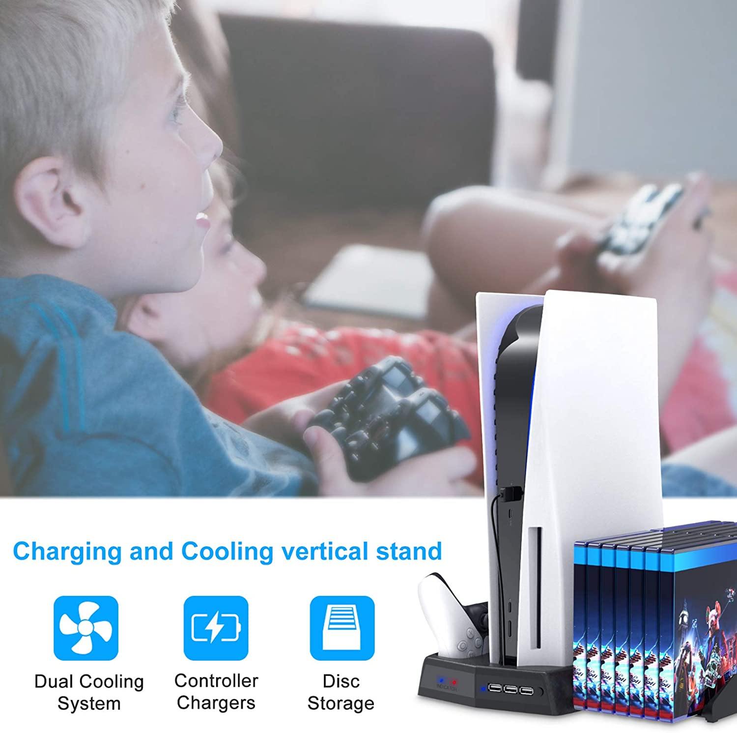 Vertical Stand with Cooling Fan for PS5 Console and Playstation 5 Digital Edition - JOY2ESpree