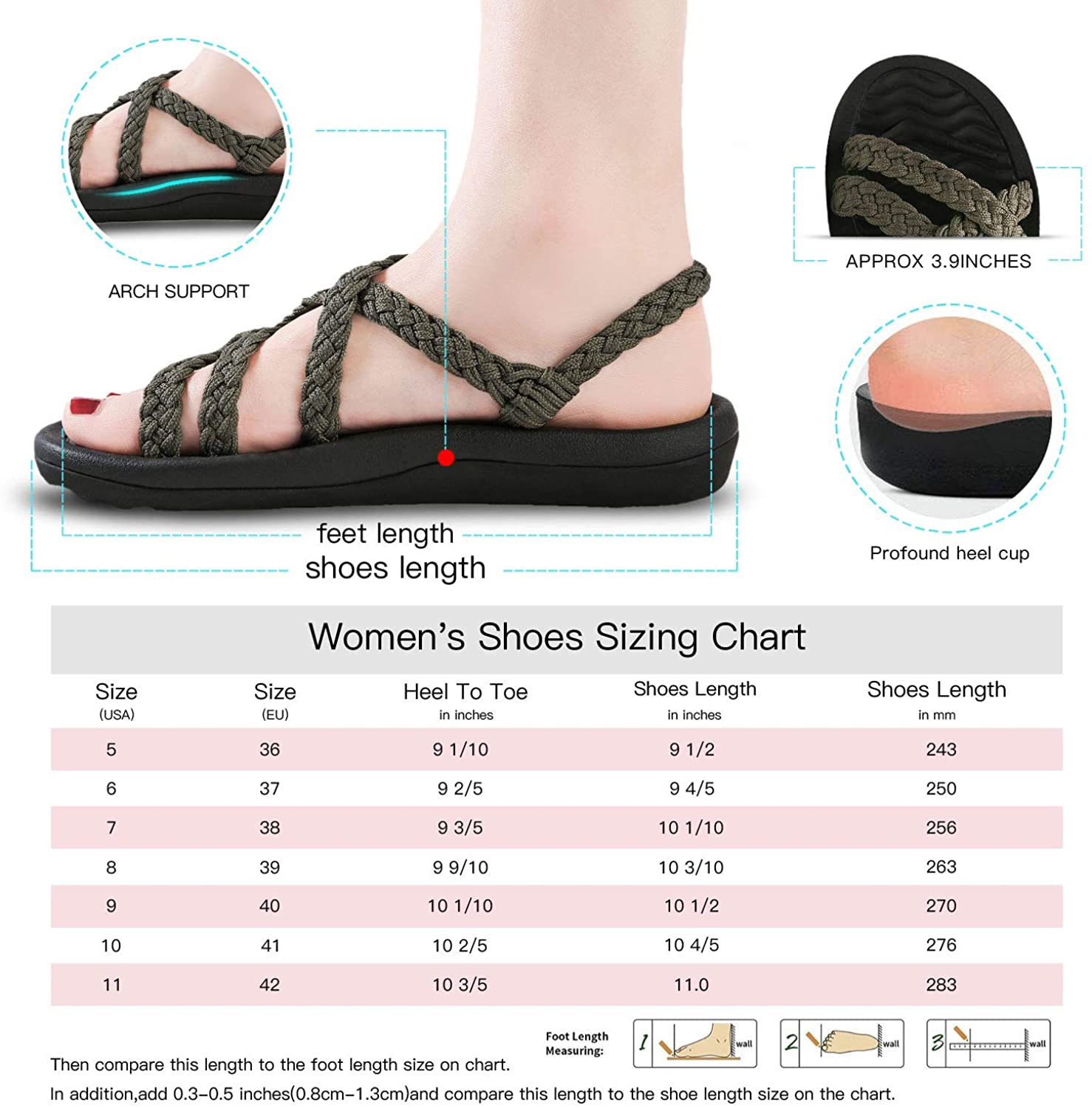 MEGNYA Women's Comfortable Walking Sandals with Arch Support Waterproof for Walking/Hiking/Travel/Wedding/Water Spot/Beach