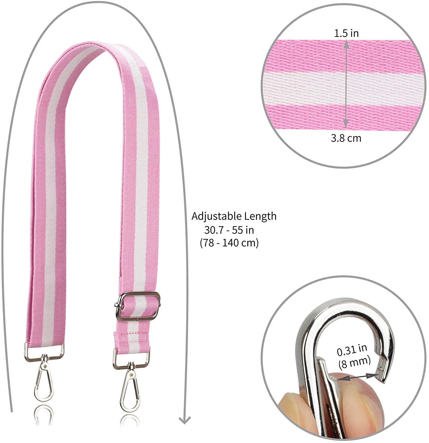 Allzedream Purse Strap Replacement Crossbody Handbag Stripe Wide Adjustable