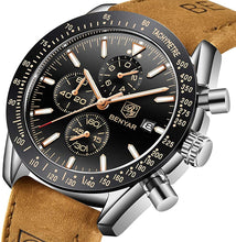 
                        
                          Muat gambar ke penampil Galeri, BENYAR Chronograph Mens Watch Quartz Movement 30M Waterproof | Leather Watch Strap
                        
                      