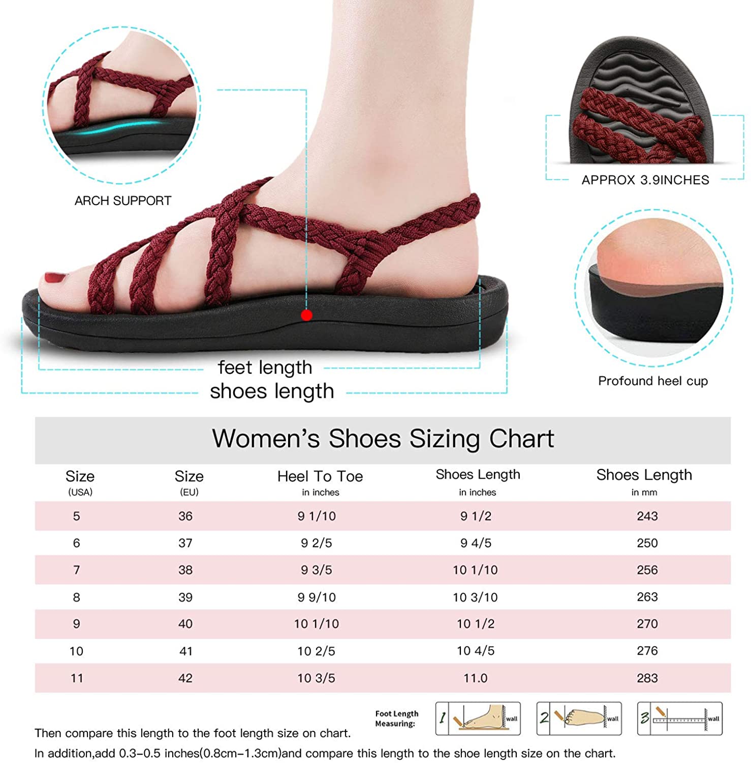 MEGNYA Women's Comfortable Walking Sandals with Arch Support Waterproof for Walking/Hiking/Travel/Wedding/Water Spot/Beach