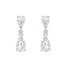 
                        
                          Cargar imagen en el visor de la galería, Swarovski Attract Drop Pierced Earrings with Pear and Circle Cut Clear Crystals on a Rhodium Plated Post with Butterfly Back Closure - JOY2ESpree
                        
                      