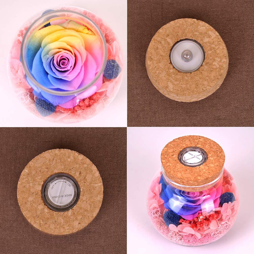 Forever Red Rose, Preserved Eternal Real Flower Present Gorgeous Led Mood Light