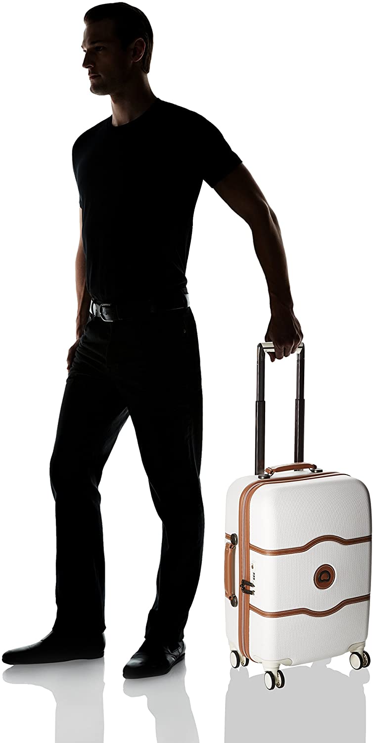 DELSEY Paris Chatelet Hardside Luggage with Spinner Wheels, Chocolate Brown, Checked-Large 28 Inch, with Brake