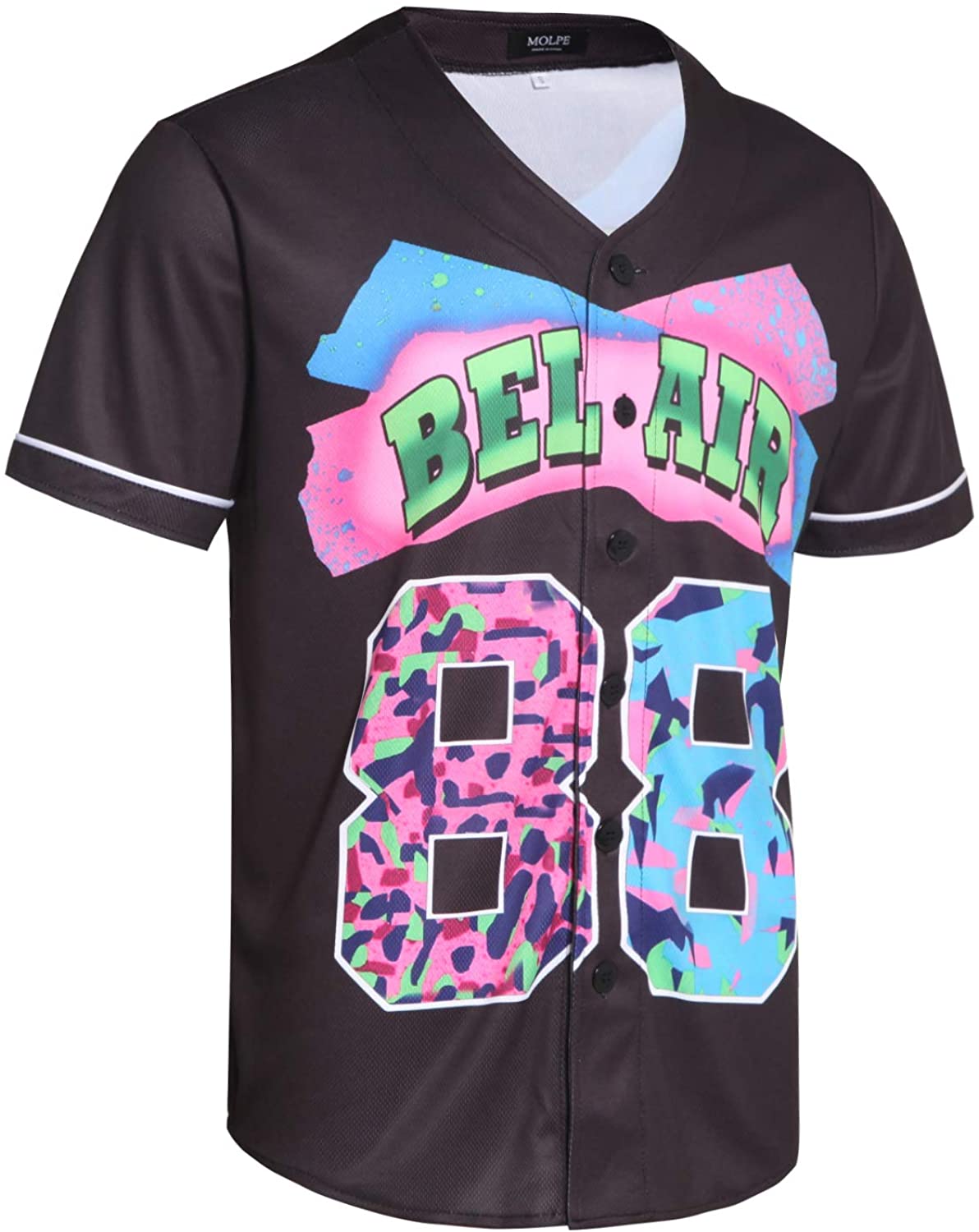 MOLPE 90s Hip Hop Clothing for Men and Women, Unisex Bel Air 23 Baseball Jersey, Mens Printed Urban Shirts for Party
