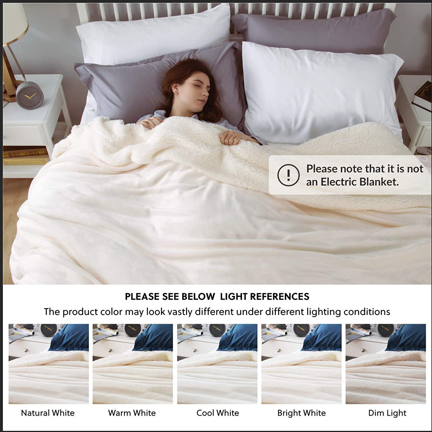 Bedsure Sherpa Fleece Blanket Throw Size Navy Lightweight Super Soft Cozy Luxury Bed Blanket Microfiber