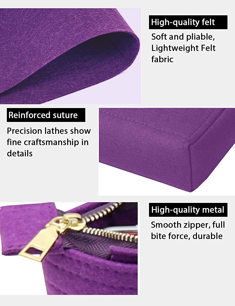 LEXSION Organizer,Bag Organizer,Insert purse organizer with 2 packs in one set fit LV NeoNoe Noé Series perfectly
