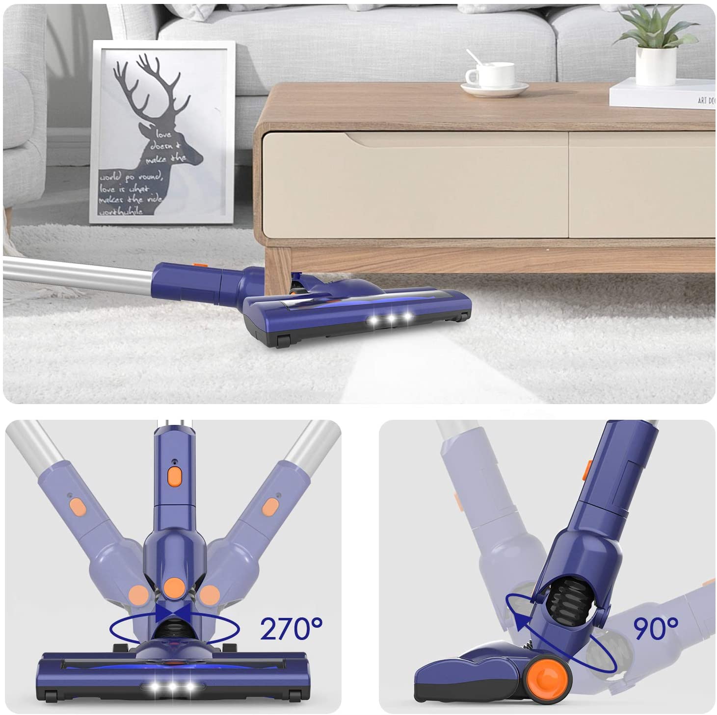 ORFELD Cordless Vacuum, 18000pa Stick Vacuum 4 in 1, Up to 50 Minutes Runtime, with Dual Digital Motor for Deep Clean Whole House - JOY2ESpree
