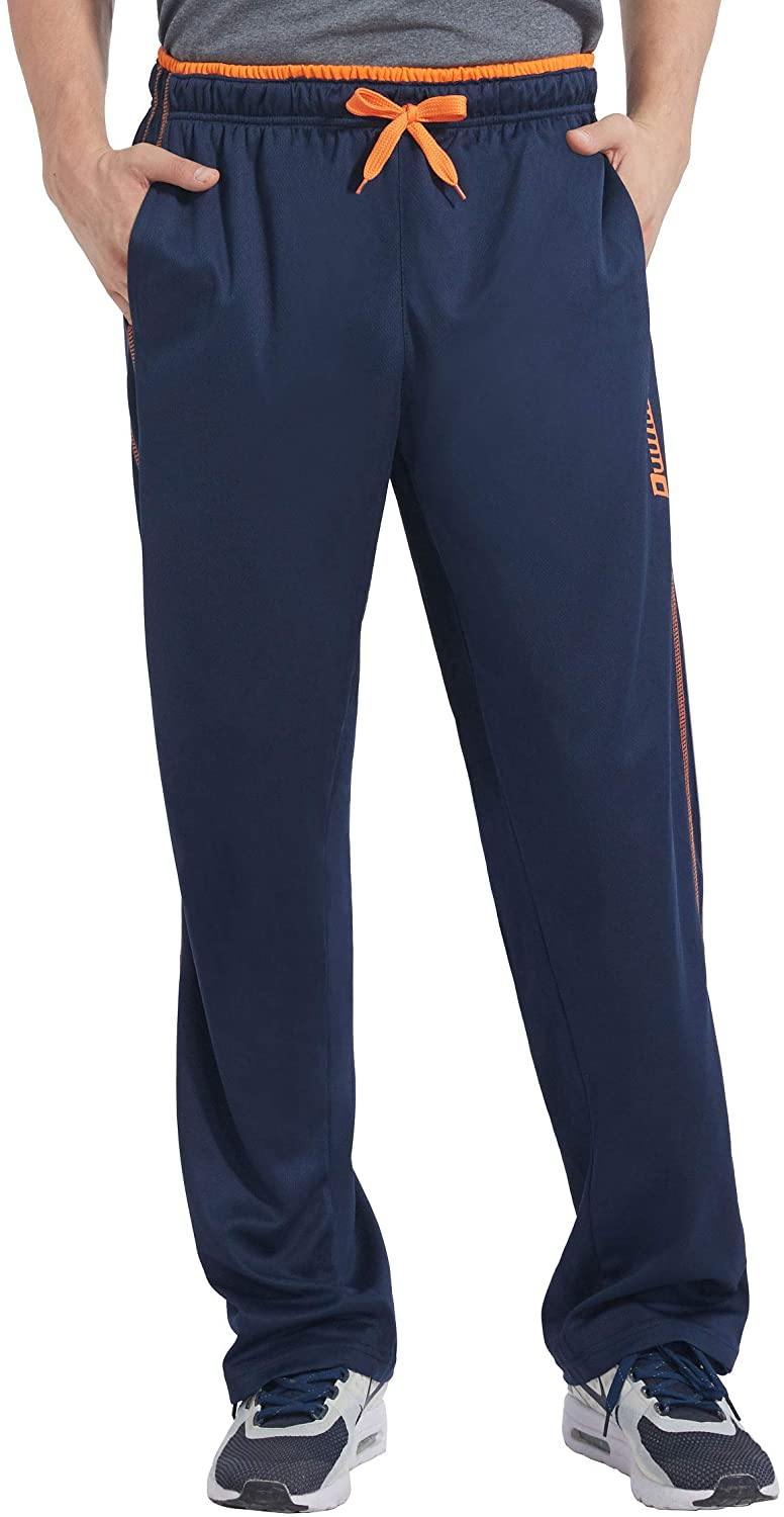 Duuluup Mens Jogger Sweatpants with Pockets Open Bottom Elastic Waist Workout Pants for Training Track Running - JOY2ESpree