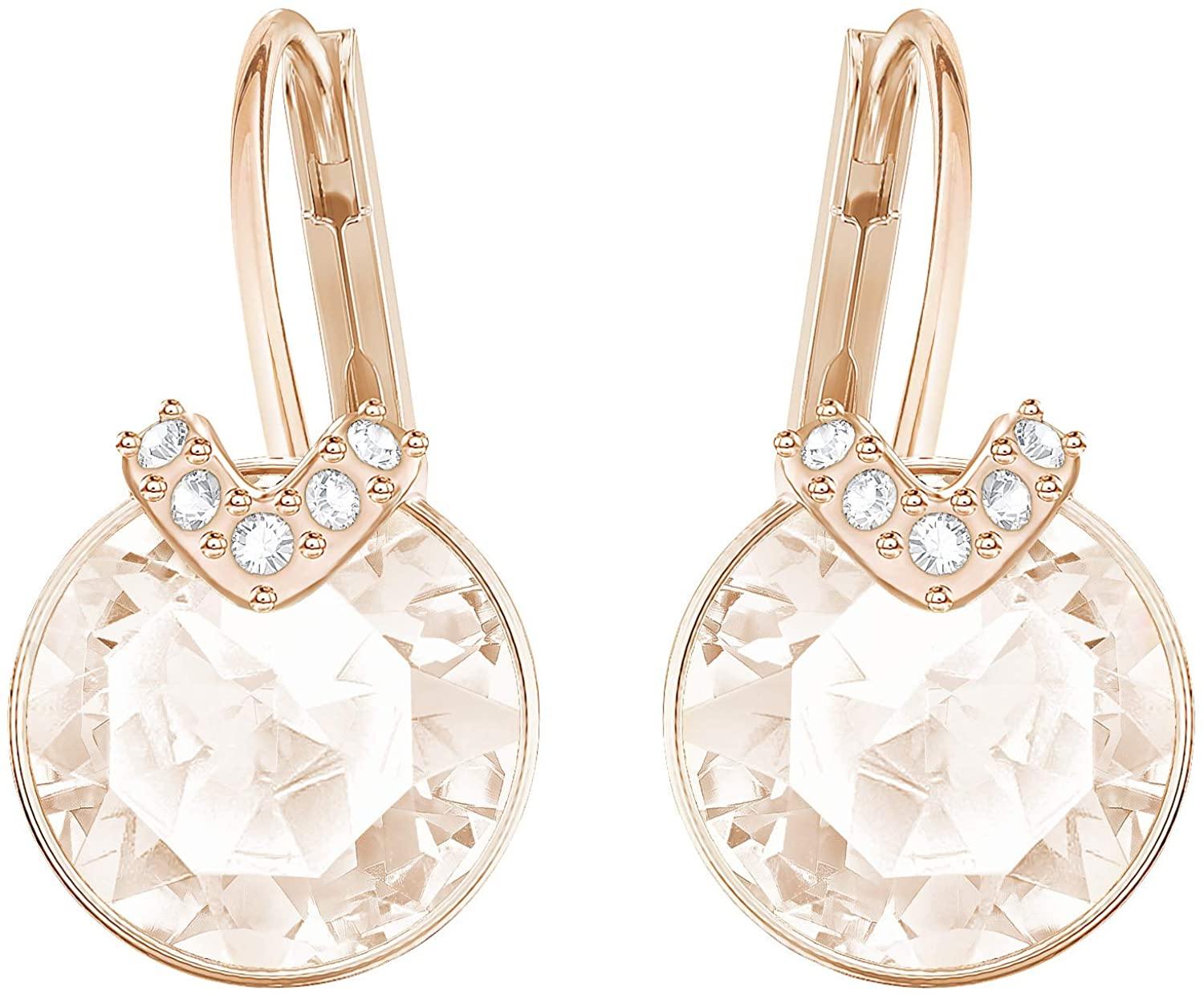 SWAROVSKI Women's Bella V Crystal Earrings Collection, Gray Crystals, Pink Crystals, Clear Crystals - JOY2ESpree