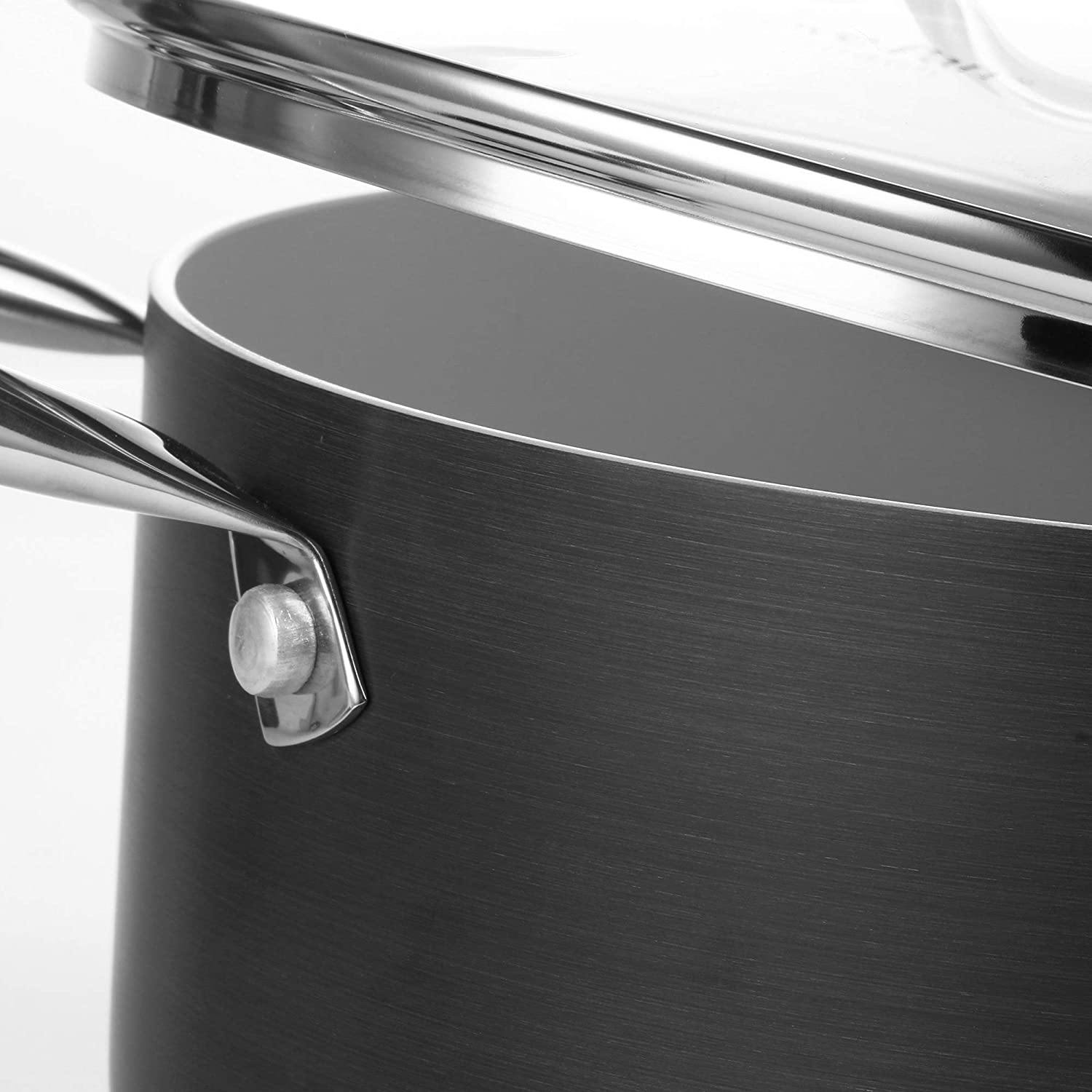 cooper pan Hard Anodized Nonstick Induction Cookware Set,13-Piece Aluminum Pots and Pans Set with Lids, Dishwasher Safe Oven Safe, Black - JOY2ESpree
