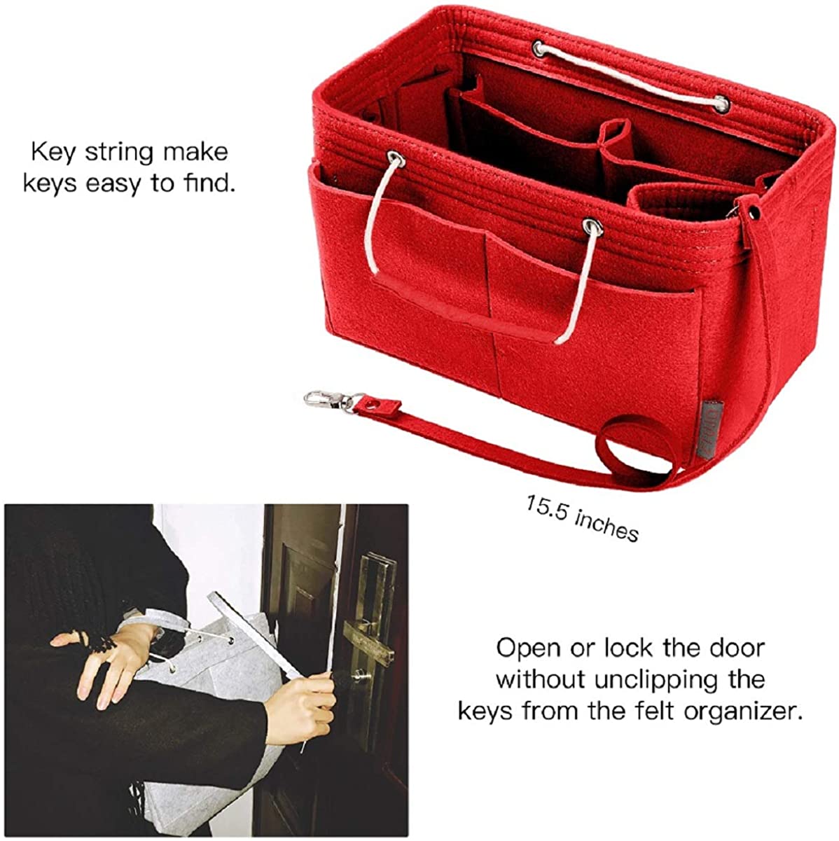 Purse Organizer, Multi-Pocket Felt Handbag Organizer, Purse Organizer Insert with Handles, Medium, Large, X-Large