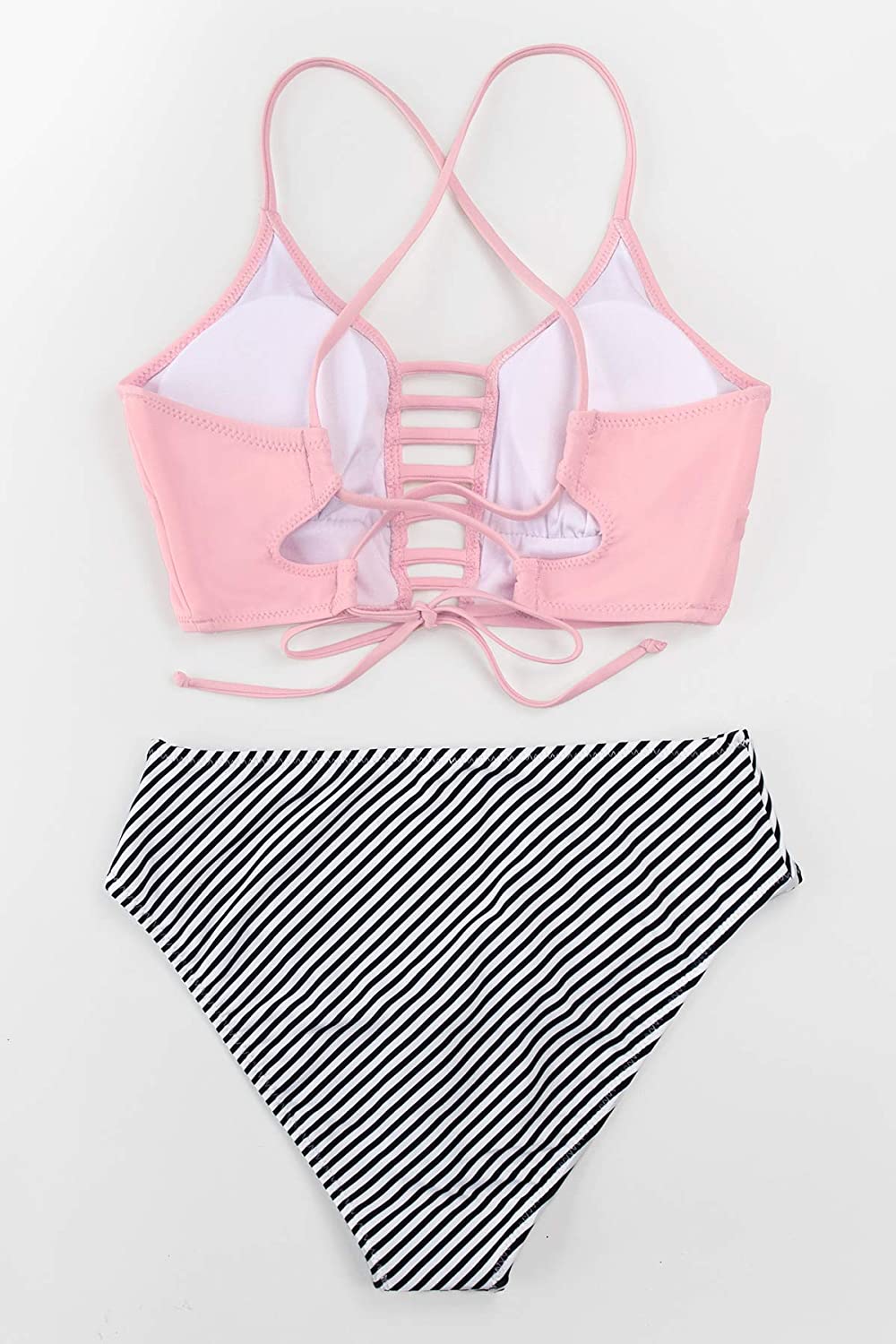 CUPSHE Women’s Bikini Swimsuit Floral Print Lace Up Strappy Two Piece Bathing Suit