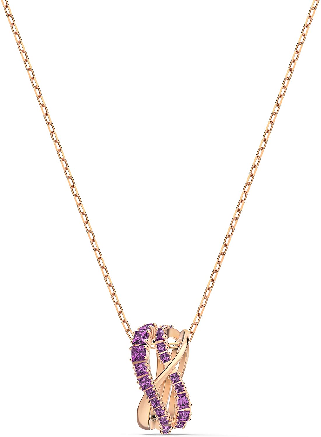 Swarovski Women's Twist Row Necklace Collection, Blue Crystals, Purple Crystals, Clear Crystals - JOY2ESpree