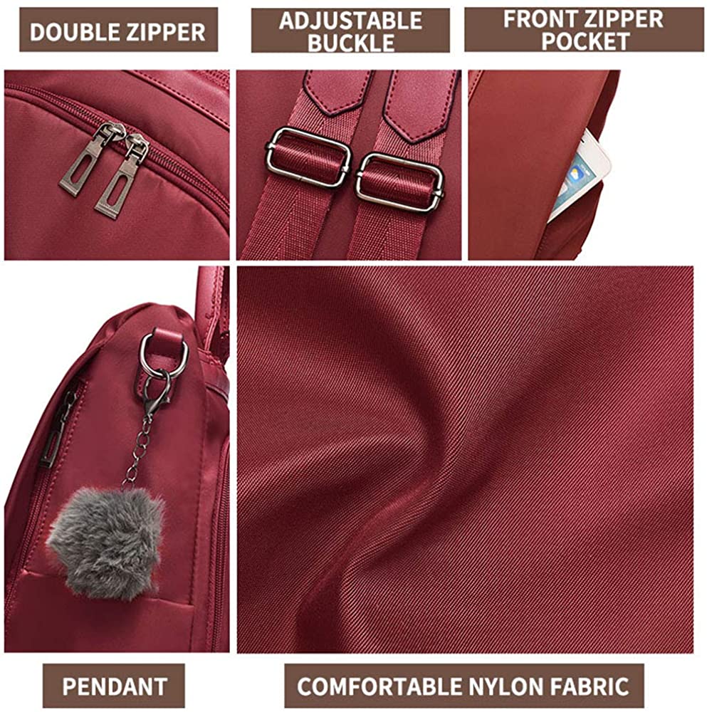 Women Backpack Purse Waterproof Nylon Anti-theft Rucksack Lightweight Shoulder Bag
