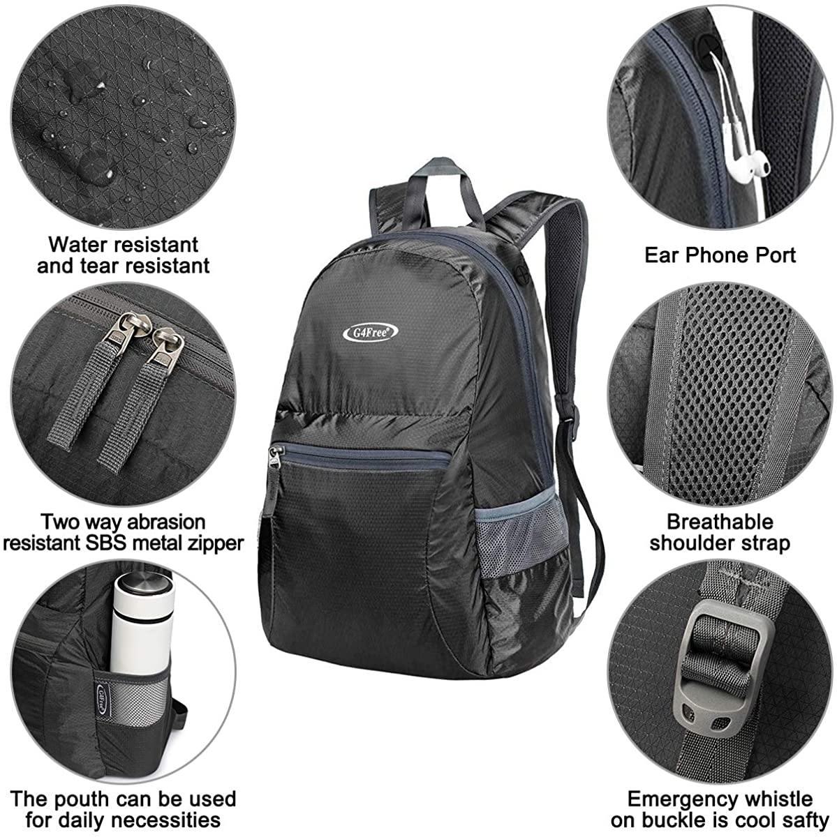 G4Free Ultra Lightweight Packable Backpack Travel Hiking Daypack Handy Foldable Water Resistant Camping Outdoor Backpack - JOY2ESpree