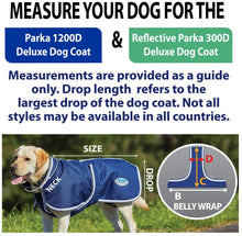 
                        
                          Load image into Gallery viewer, Weatherbeeta Parka 1200D Deluxe Dog Coat (20", Navy/Grey/White)
                        
                      