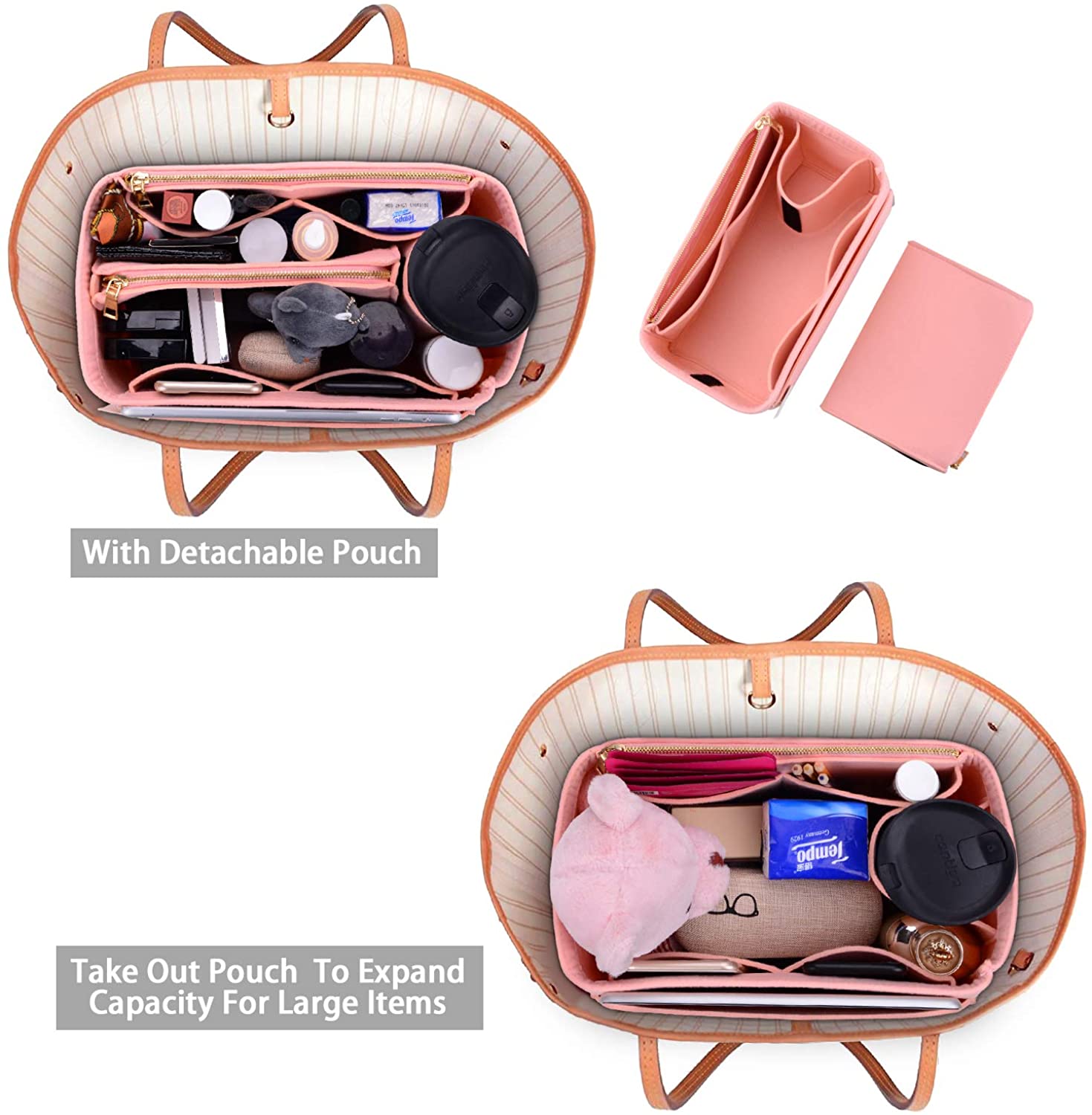 Purse Organizer, Felt Bag Organizer Purse Organizer Insert For LV Speedy, Neverfull, Graceful, Neverfull,Tote, Handbag,Shaper