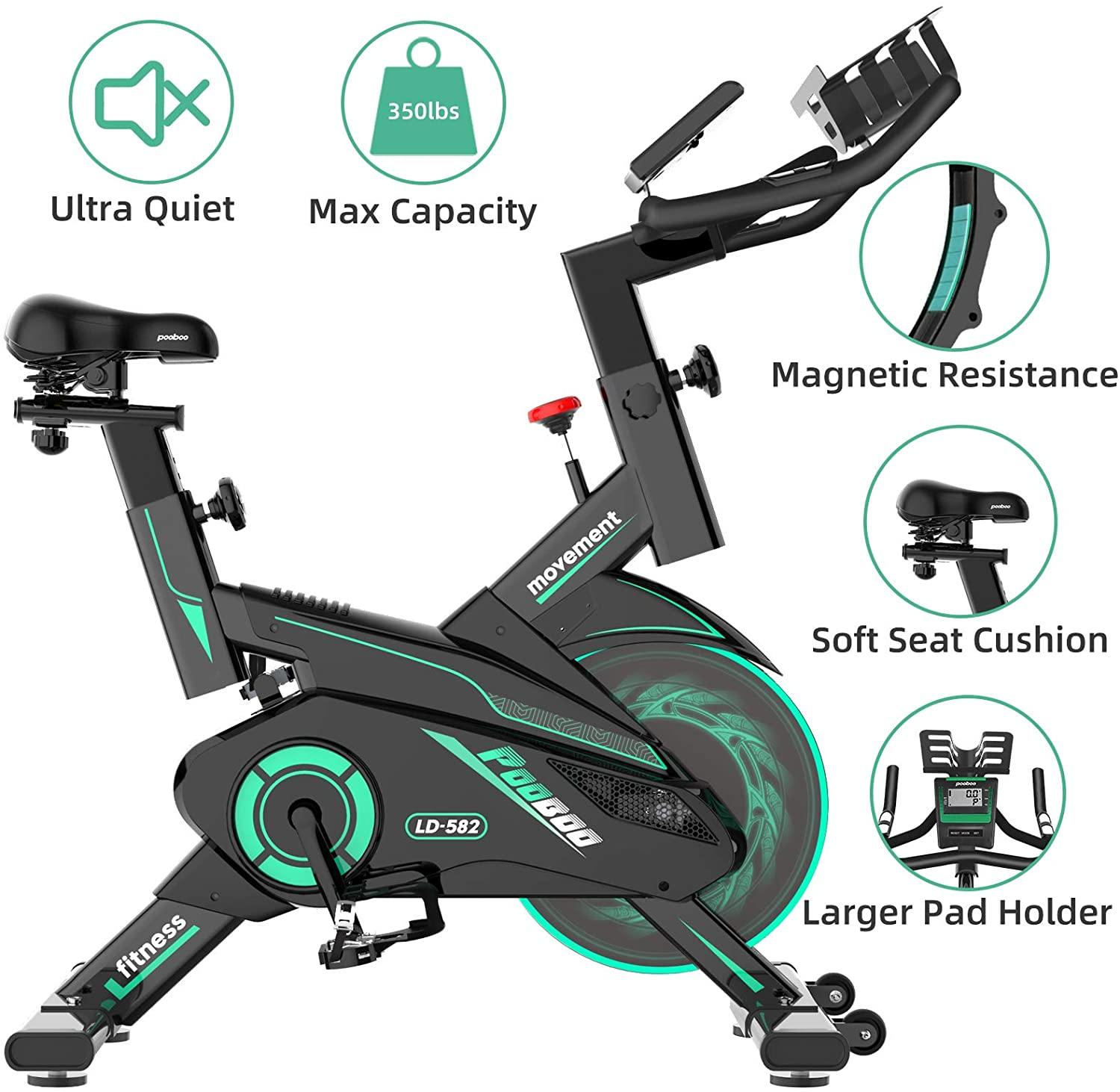pooboo Exercise Bike, Indoor Cycling Bike Stationary Belt Drive - JOY2ESpree