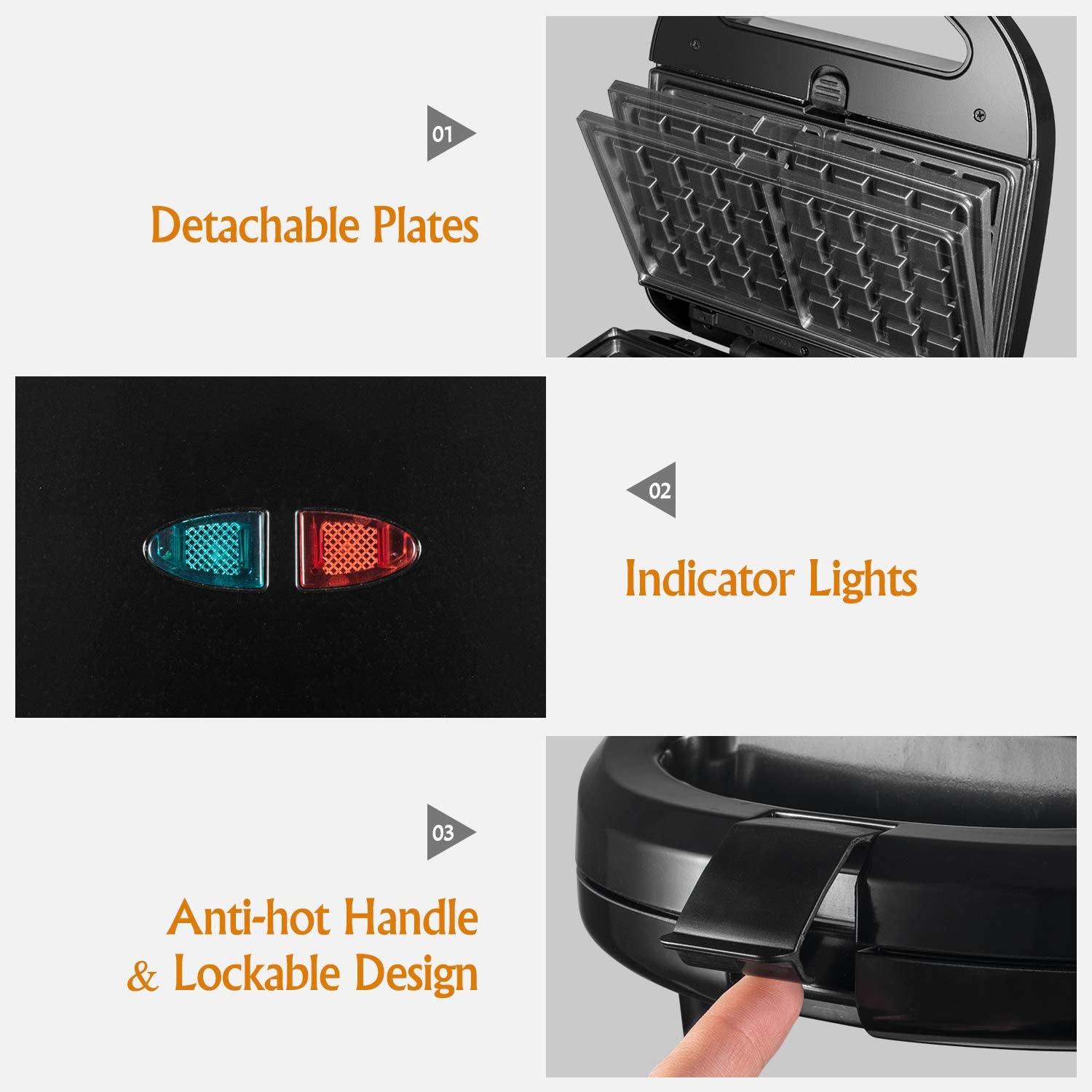 OSTBA Sandwich Maker, Toaster and Electric Panini Press with Non-stick plates, LED Indicator Lights, Cool Touch Handle, Black - JOY2ESpree