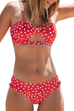 
                        
                          Load image into Gallery viewer, CUPSHE Women's Red Polka Dot Cutout Ruffles Back Hook Closure Bikini Sets
                        
                      