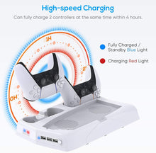 
                        
                          Load image into Gallery viewer, Vertical Charging Stand for PS5 Controllers with Cooling Fan - JOY2ESpree
                        
                      