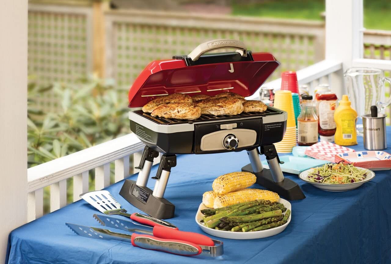 Cuisinart CGG-180T Petit Gourmet Portable Tabletop Propane Gas Grill, Red - JOY2ESpree
