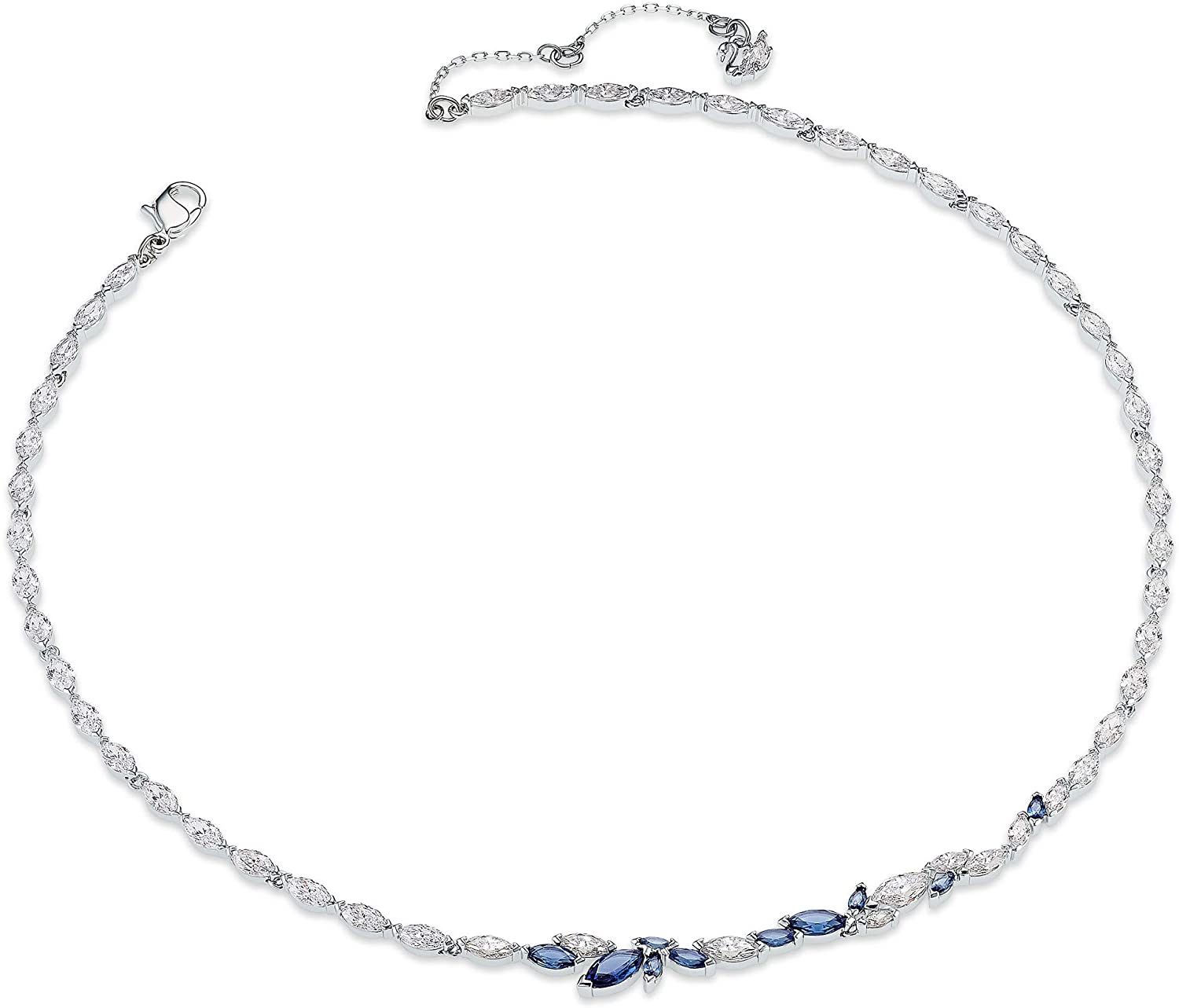 Swarovski Women's Louison Jewelry Collection, Rhodium Finish, Blue Crystals, Clear Crystals - JOY2ESpree