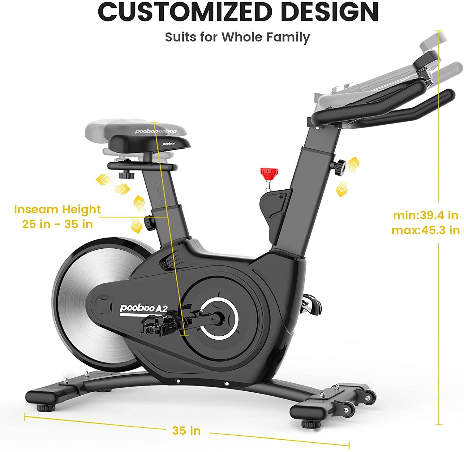 pooboo Magnetic Exercise Bikes Indoor Cycling Bikes Belt Driven Stationary Bike with LCD Display and Ipad Holder for Home Cardio Training - JOY2ESpree
