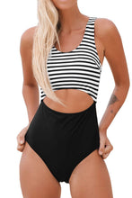 
                        
                          Load image into Gallery viewer, CUPSHE Women’s One Piece Swimsuit Stripe Cutout Bathing Suit - JOY2ESpree
                        
                      