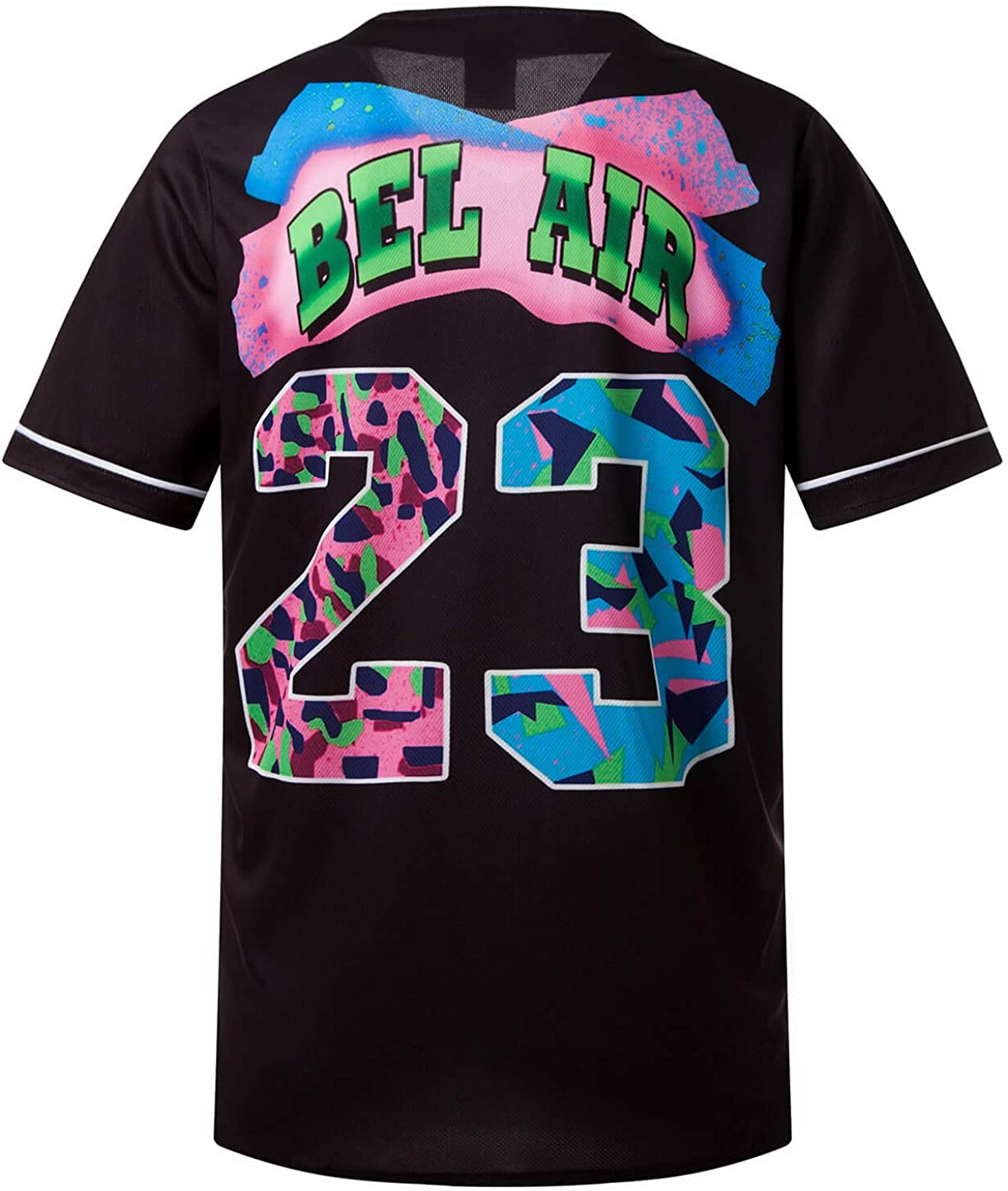 MOLPE 90s Hip Hop Clothing for Men and Women, Unisex Bel Air 23 Baseball Jersey, Mens Printed Urban Shirts for Party