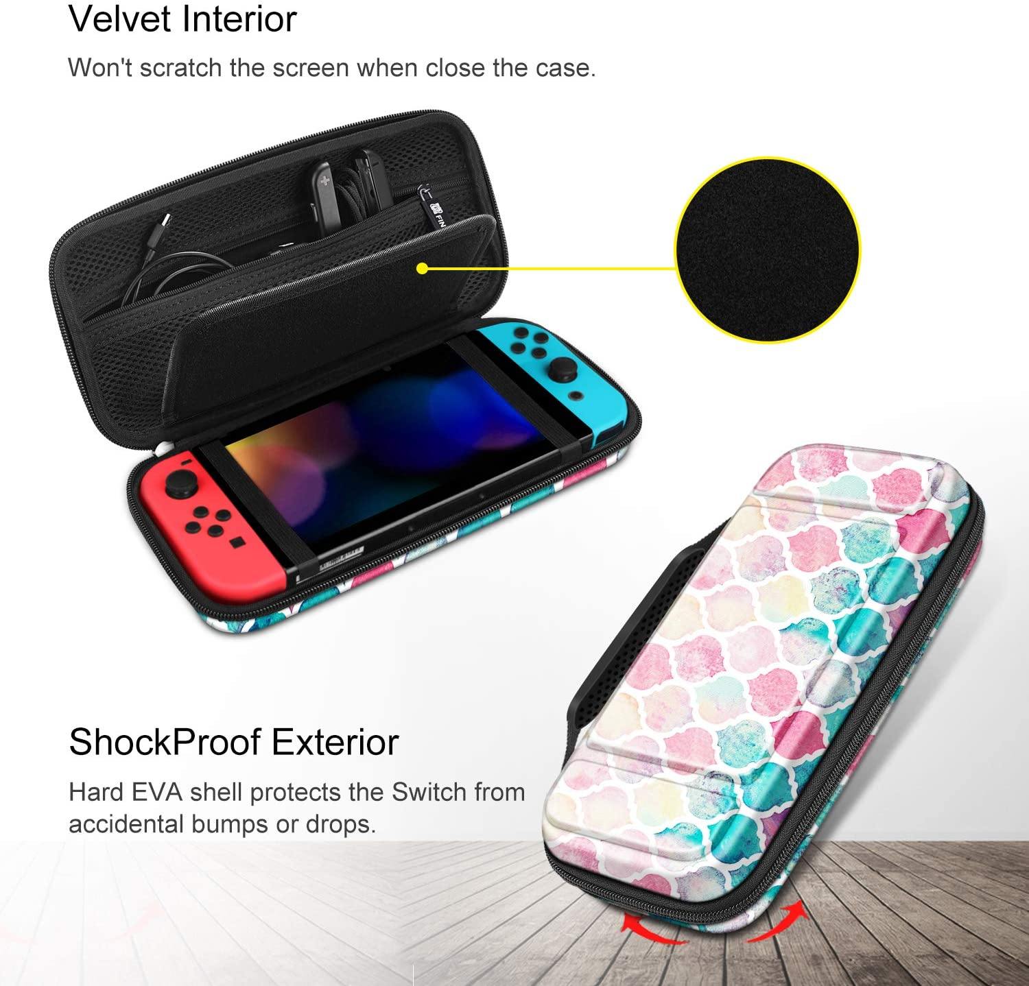 Fintie Carry Case for Nintendo Switch - [Shockproof] Hard Shell Protective Cover Travel Bag w/10 Game Card Slots - JOY2ESpree