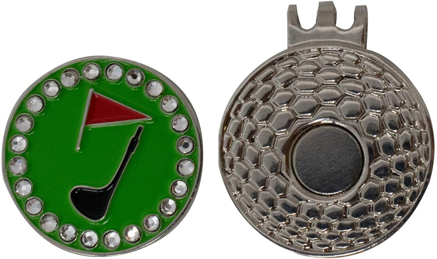 DA VINCI Magnetic Golf Hat Clip with 1 Inch Bling Metal Golf Ball Marker - JOY2ESpree