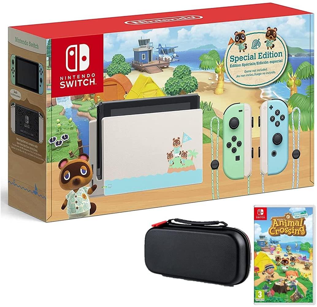 Nintendo Switch Bundle w/Game & Case: Nintendo Switch Animal Crossing New Horizons Edition 32GB Console - JOY2ESpree