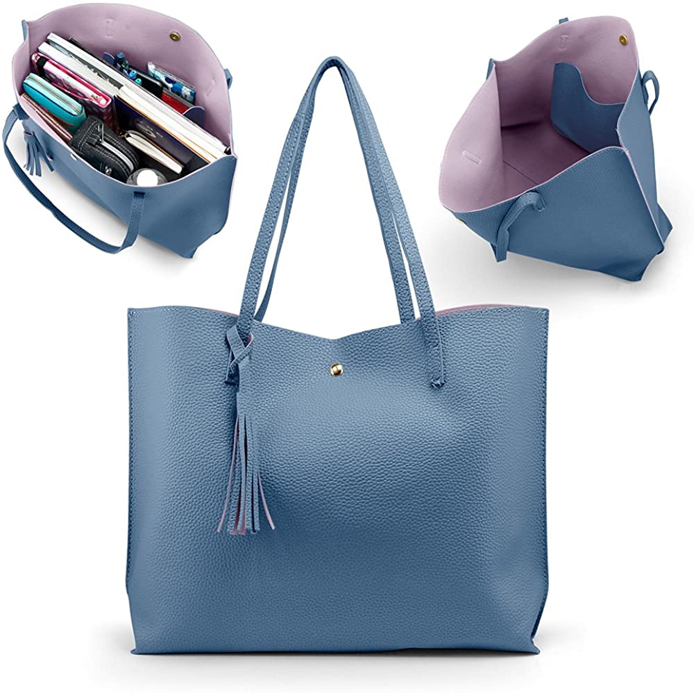 Oct17 Women Large Tote Bag - Tassels Faux Leather Shoulder Handbags, Fashion Ladies Purses Satchel Messenger Bags