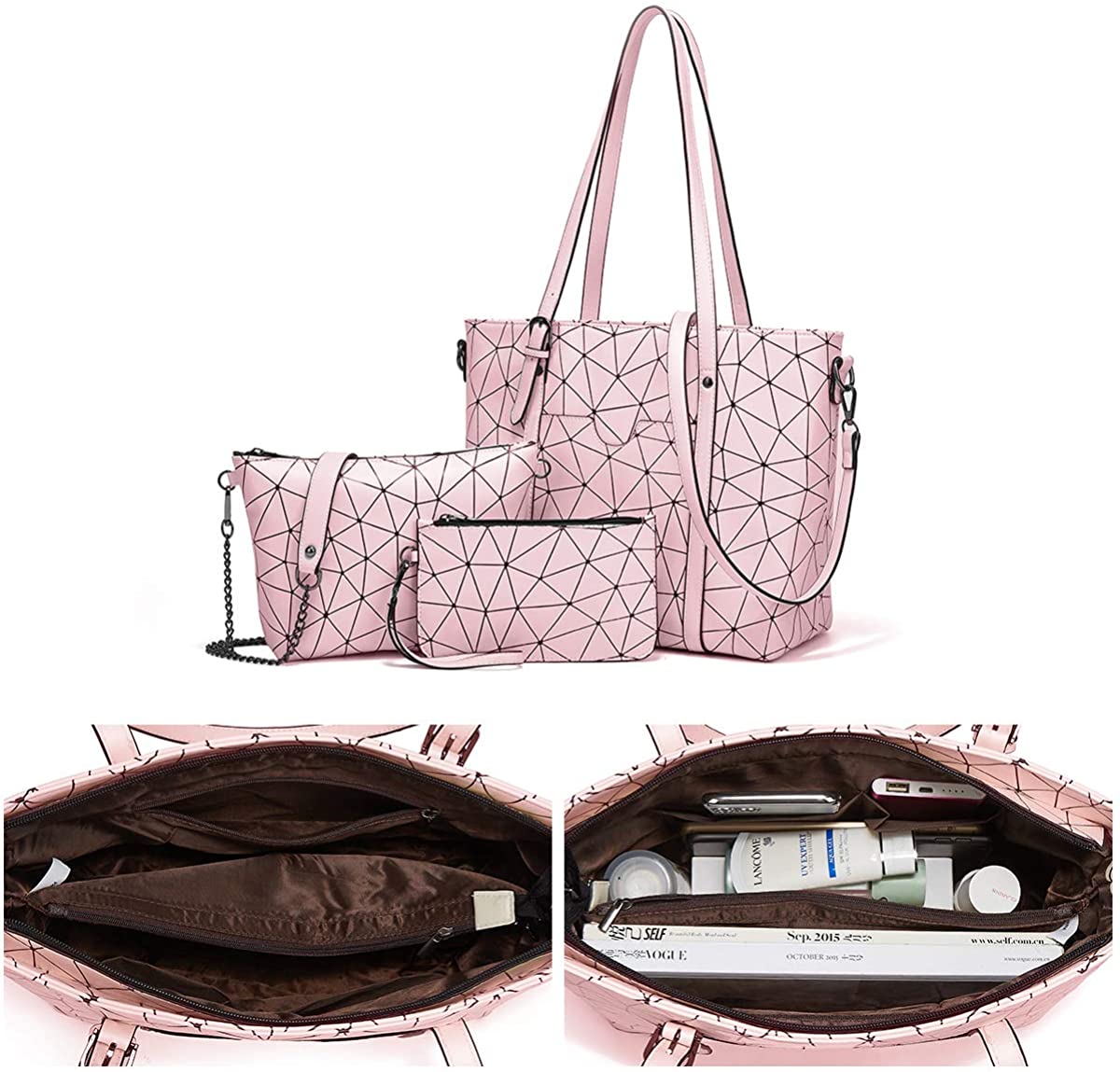 Women Fashion Handbags Wallet Tote Bag Shoulder Bag Top Handle Satchel Purse Set 4pcs