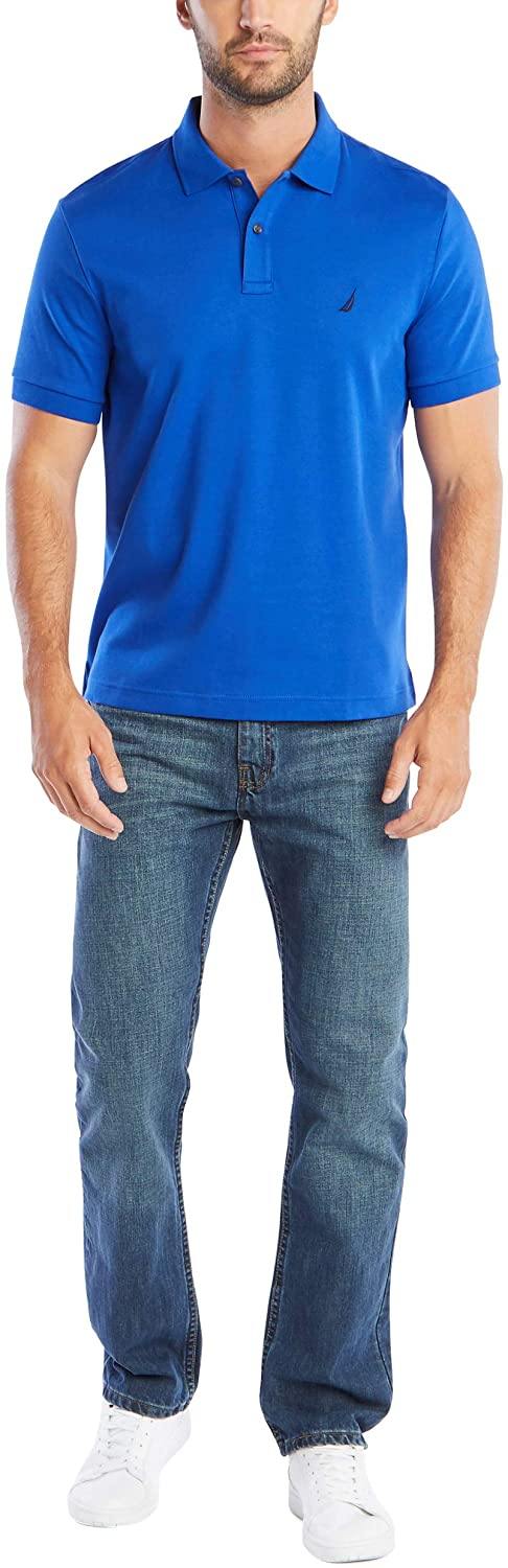 Nautica Men's Classic Fit Short Sleeve Solid Soft Cotton Polo Shirt - JOY2ESpree