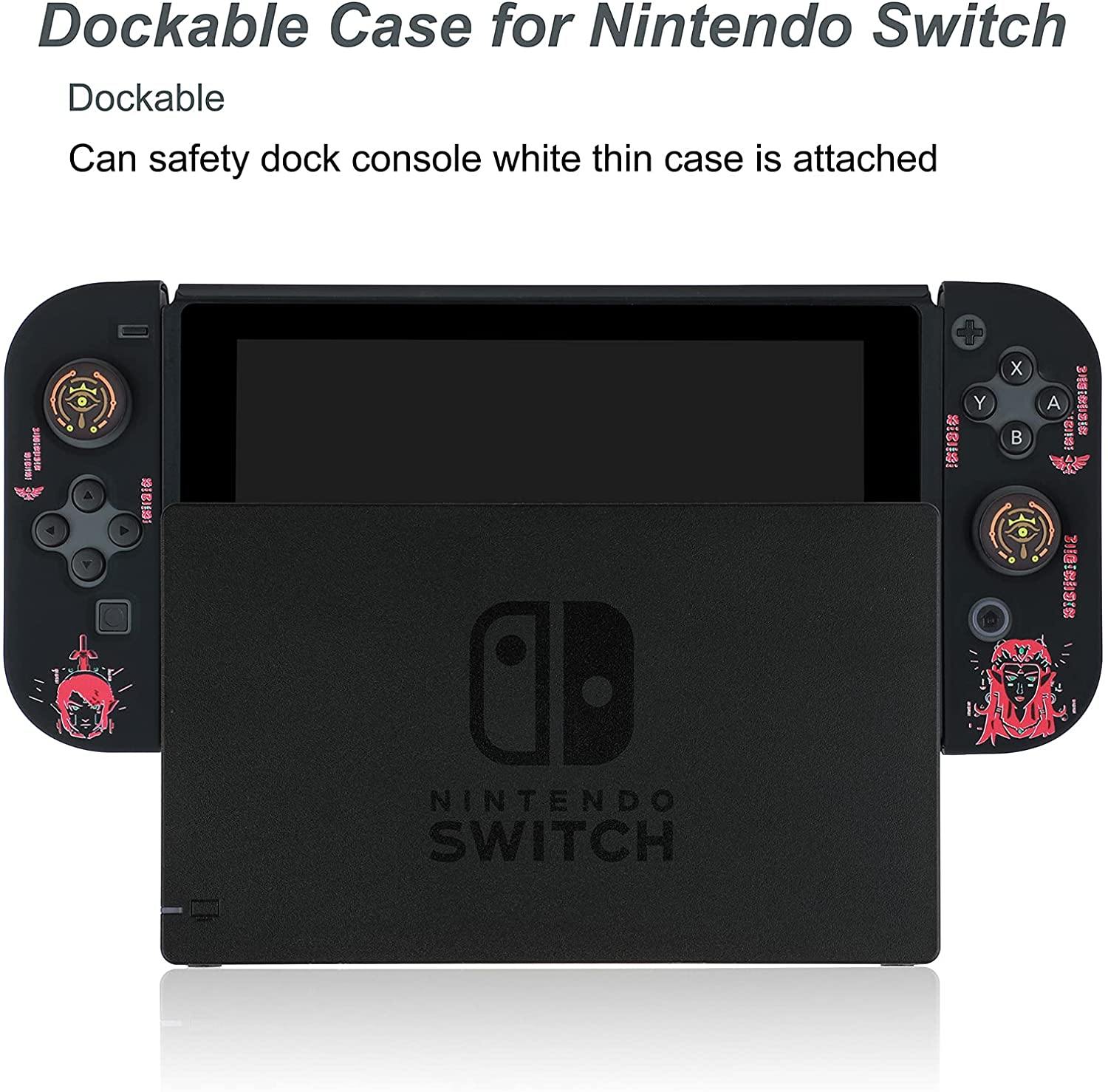 Dockable Case for Nintendo Switch,Protective Case Cover for Joy-Con Controllers with 4 Thumb Grips and Glass Screen Protector(The Legend of Zelda) - JOY2ESpree