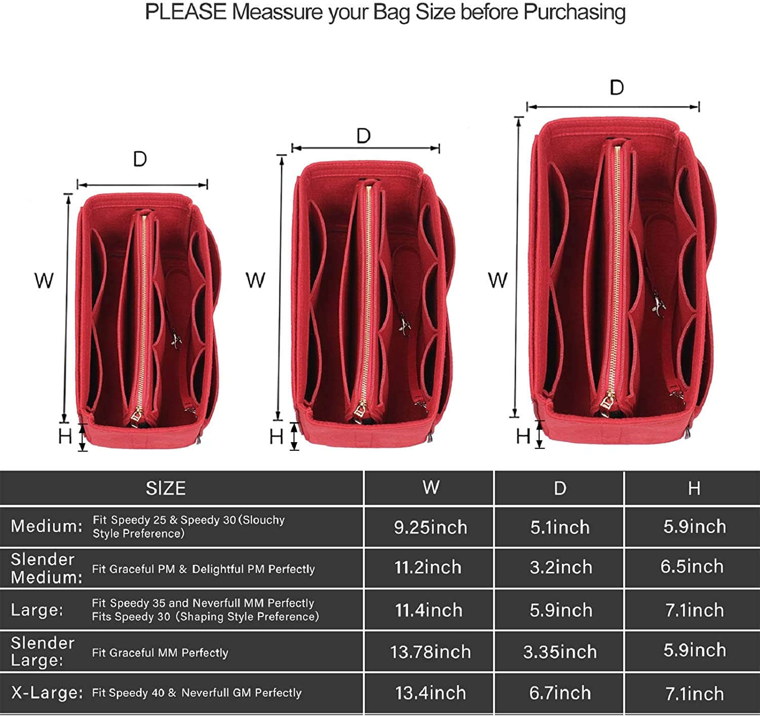 Purse Organizer Insert, Bag Organizer, Bag in Bag, Perfect for Speedy Neverfull and More, 5 Size (X-Large, Black)