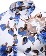 
                        
                          Load image into Gallery viewer, LEFTGU Men's Slim fit Floral Printed Beach Hawaiian Button-Down Dress Shirt
                        
                      