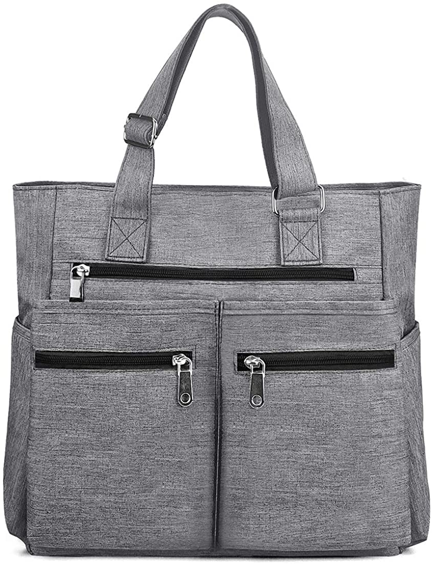 Canvas Tote Bag Waterproof Nylon Multi Pocket Shoulder Bags Laptop Work Bag Teacher Purse and Handbags for Women & Men